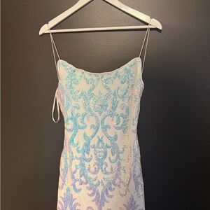 Original Sparkle White Iridescent Sequin Backless Mini Dress Lulus